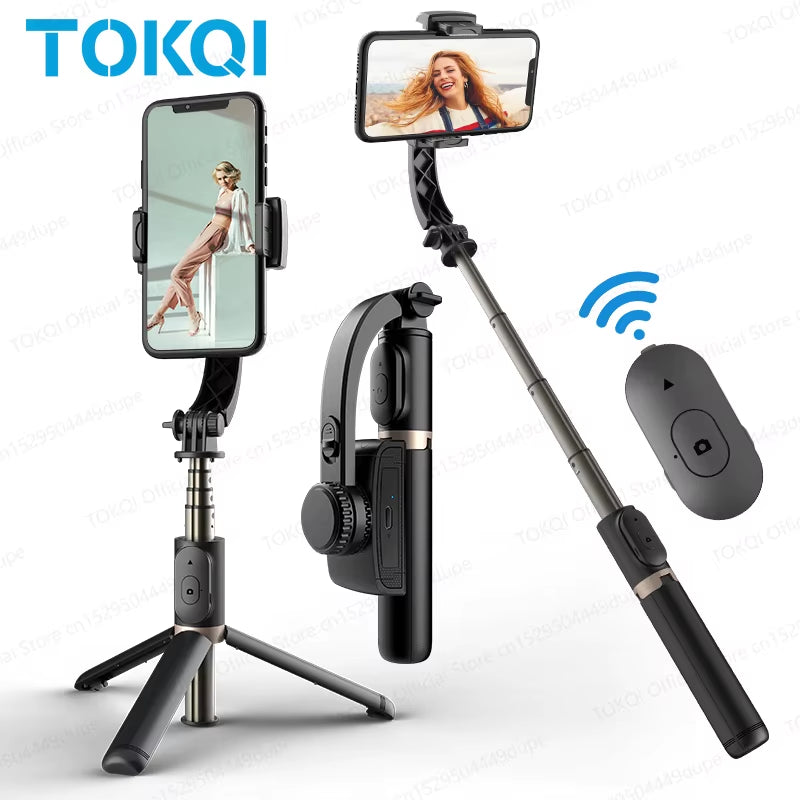 Q08 Handheld Gimbal Stabilizer Portable Selfie Stick with Bluetooth Remote for Samsung Xiaomi Smartphone Iphone Shooting Vlog
