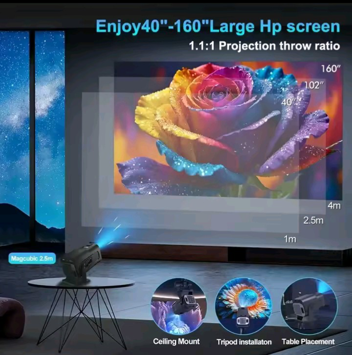HY320 Smart Mini Projector — Native 1080P, WiFi 6 & Android 11