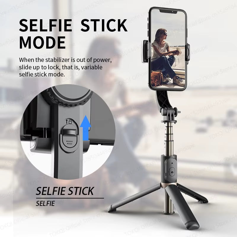 Q08 Handheld Gimbal Stabilizer Portable Selfie Stick with Bluetooth Remote for Samsung Xiaomi Smartphone Iphone Shooting Vlog