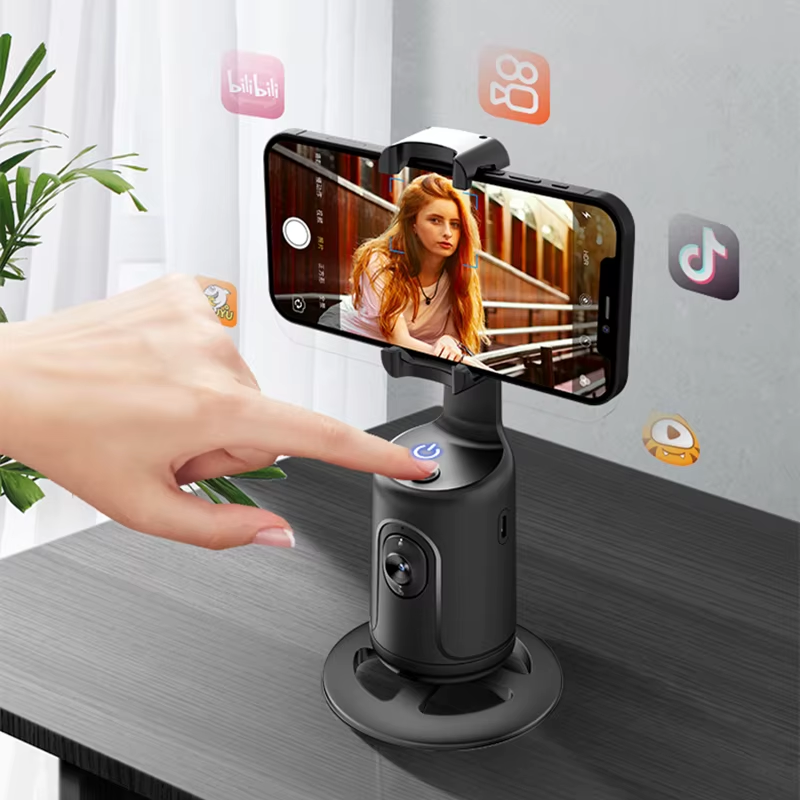 AI Smart Selfie Stick & Gimbal Stabilizer — 360° Auto Face Tracking