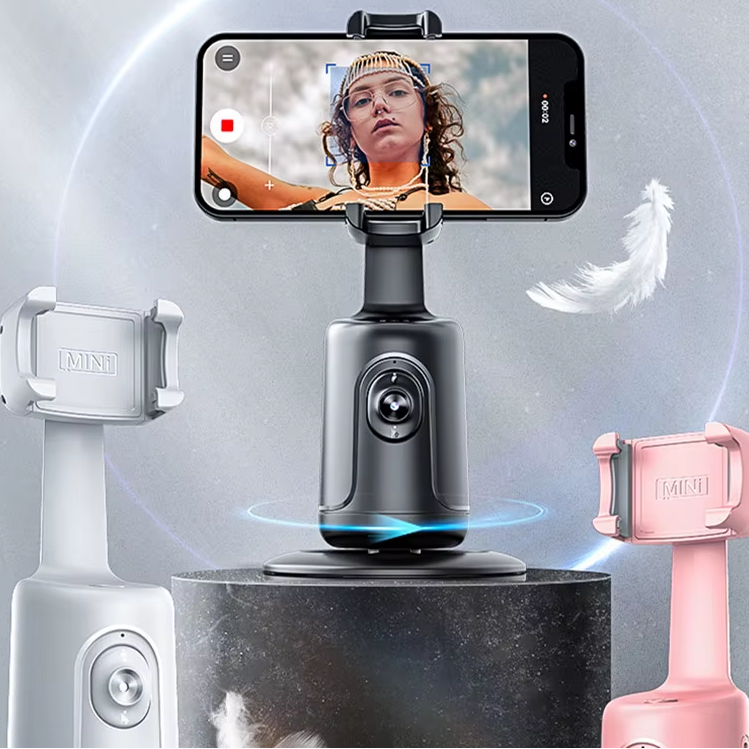 AI Smart Selfie Stick & Gimbal Stabilizer — 360° Auto Face Tracking
